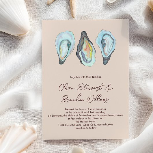Oyster Roast Coastal Seaside Watercolor Wedding Einladung