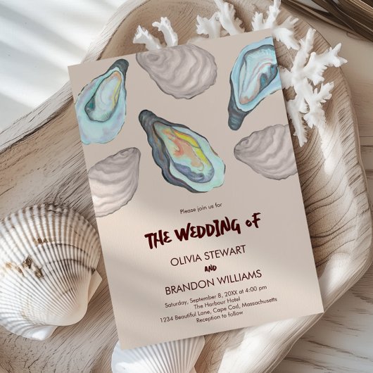 Oyster Roast Coastal Seaside Watercolor Wedding Einladung