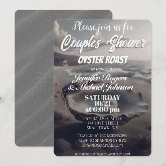 Oyster Roast Couples Dusche Einladung (Vorne/Hinten)