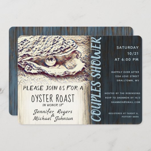 Oyster Roast Couples Dusche Einladung (Vorne/Hinten)