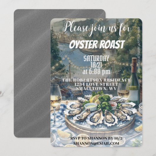 Oyster Roast Einladung (Vorne/Hinten)