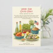 Oyster Roast Einladung Patriotische Küste am Arbei (Stehend Vorderseite)