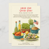 Oyster Roast Einladung Patriotische Küste am Arbei (Vorne/Hinten)