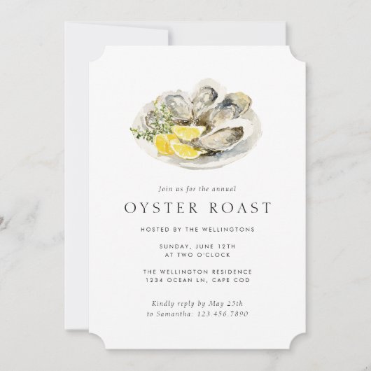 Oyster Roast Elegantes Party mit einfachen Meeresf Einladung (Vorderseite)