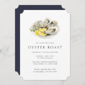 Oyster Roast Elegantes Party mit einfachen Meeresf Einladung (Vorne/Hinten)