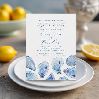 Oyster Roast Lässige Engagement Partei Aquarell Einladung