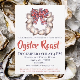 Oyster Roast Oyster Kraner Karierte Ribbon Einladung