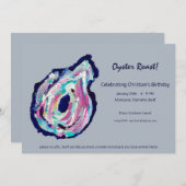Oyster Roast Party Einladung in Light Gray (Vorne/Hinten)