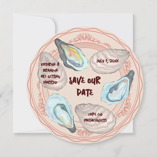 Oyster Roast Plate Wedding Save the Date Einladung (Vorderseite)