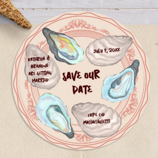 Oyster Roast Plate Wedding Save the Date Einladung