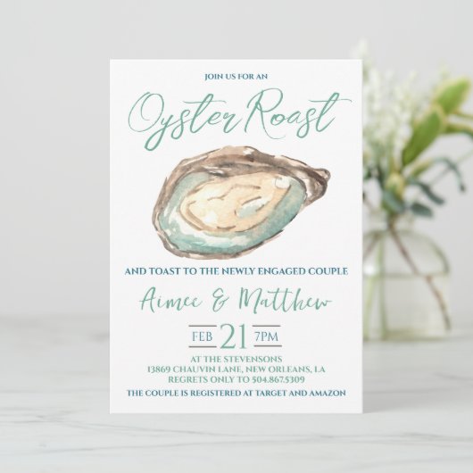 Oyster Roast Verlobung Einladung (Stehend Vorderseite)