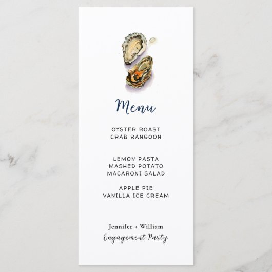 Oyster Seafood Party Menu Card Menükarte (Vorderseite)
