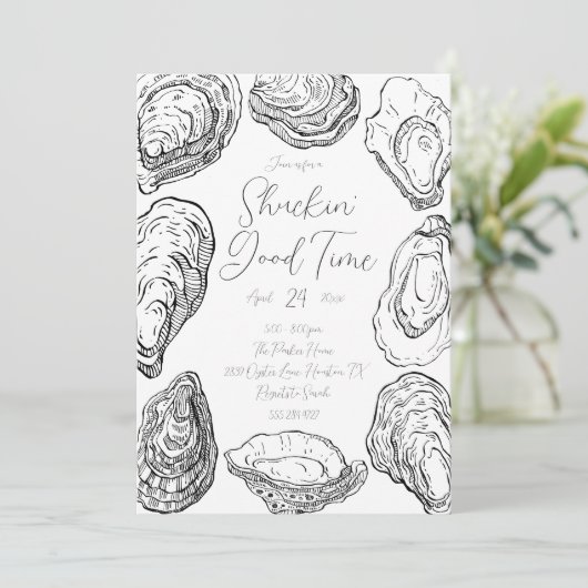 Oyster Shucking-Party Einladung (Stehend Vorderseite)