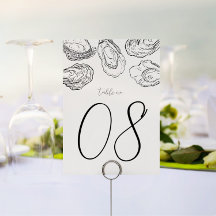 Oyster Shucking Party und Hochzeit Tischnummer