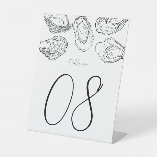 Oyster Shucking Party und Hochzeit Tischnummer Sockelschild (Vorderseite)