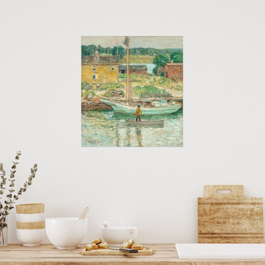 Oyster Sloop - Childe Hassam Fine Art Poster (Küche)