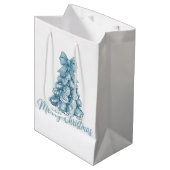 Oyster Tree Bow Preppy fröhliche Weihnachtscoquett Mittlere Geschenktüte (Vorderseite Schrägansicht)