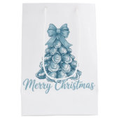 Oyster Tree Bow Preppy fröhliche Weihnachtscoquett Mittlere Geschenktüte (Rückseite)