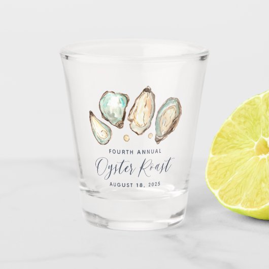 Oyster und Pearl Oyster Roast Gefallen Schnapsglas (Vorderseite)