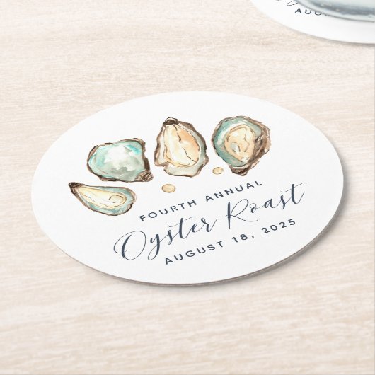 Oyster und Perl Oyster Roast Runder Pappuntersetzer (Angewinkelt)