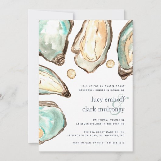 Oyster und Perle Probe Abendessen Einladung (Vorderseite)