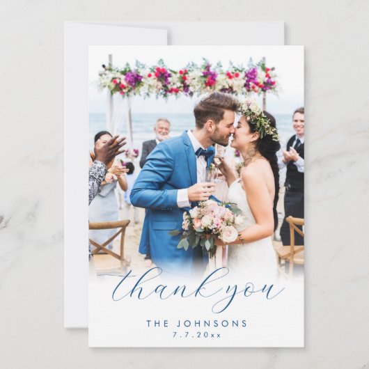 Oyster Watercolor Beach Hochzeitsflat Foto Dankeskarte (Vorderseite)