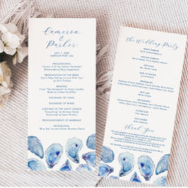 Oyster Watercolor Beach Wedding Double Side Programm