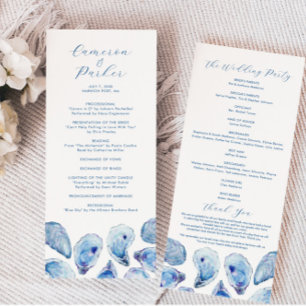 Oyster Watercolor Beach Wedding Double Side Programm