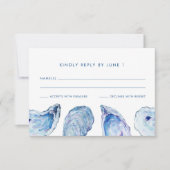 Oyster Wedding Blue Watercolor RSVP Karte (Vorderseite)