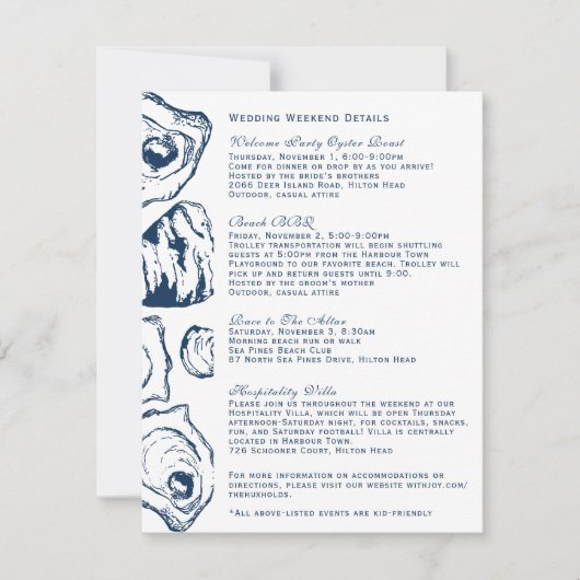 Oyster Wedding Details Einladung (Vorderseite)