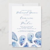 Oyster Wedding Probe Blue Watercolor Einladung (Vorderseite)