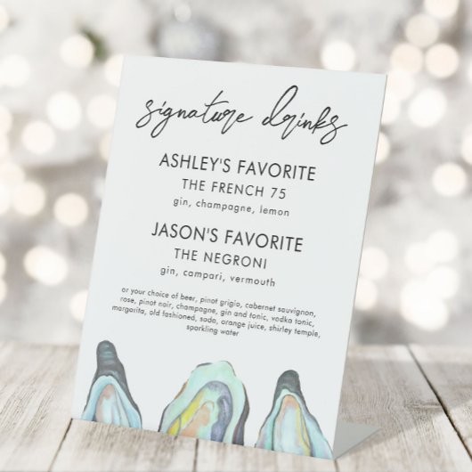 Oyster Wedding Signature Drinks Sign, Cocktail Sockelschild