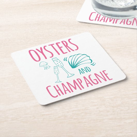 "Oysters & Champagne" Rechteckiger Pappuntersetzer (angewinkelt)