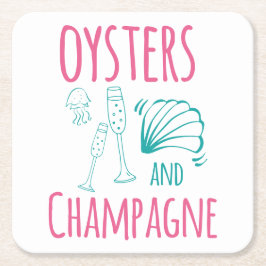 "Oysters & Champagne" Rechteckiger Pappuntersetzer