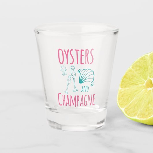 "Oysters & Champagne" Schnapsglas (Vorderseite)