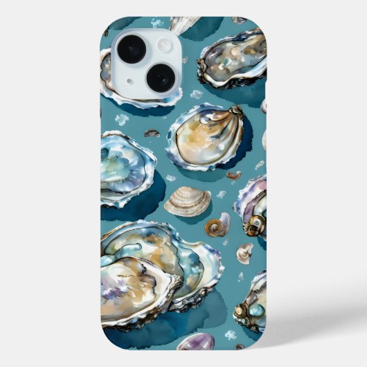 Oysters Clams Seashells Muster Blau Case-Mate iPhone Hülle (Rückseite)