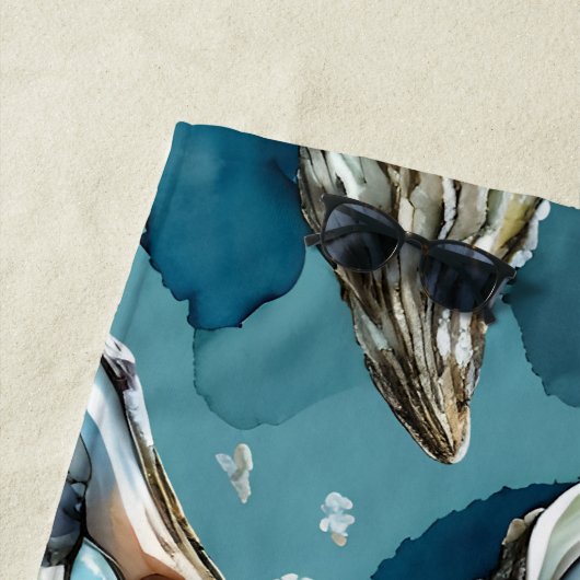 Oysters Clams Seashells Muster Blau Strandtuch (Beispiel)