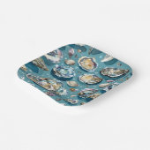 Oysters Clams Seashells Pattern Pappteller (Gewinkelt)