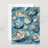 Oysters Clams Seashells Pattern Postkarte (Vorne/Hinten)