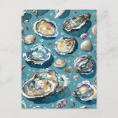 Oysters Clams Seashells Pattern Postkarte (Vorderseite)