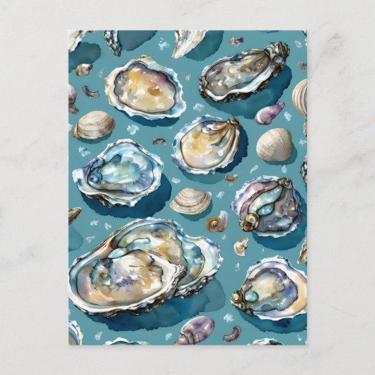Oysters Clams Seashells Pattern Postkarte (Vorderseite)