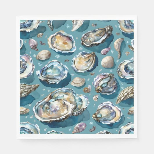 Oysters Clams Seashells Pattern Serviette (Vorderseite)