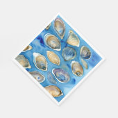 Oysters Clams Seashells Watercolor Blue Serviette (Ecke)