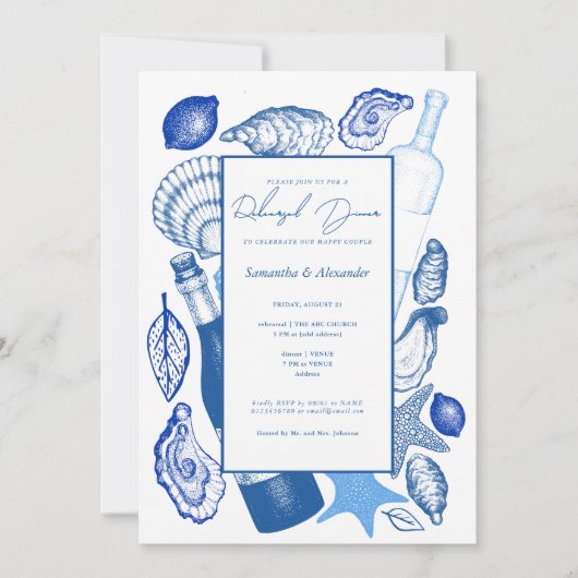 Oysters Wedding Probe Dinner Welcome Party Einladung (Vorderseite)