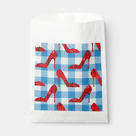Oz blaue Gingham-Rubinschlappen Geschenktütchen (Vorderseite)