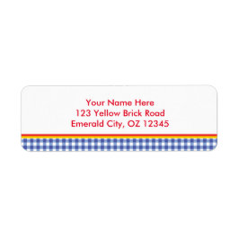 Oz Blue Gingham Birthday Party Address Labels