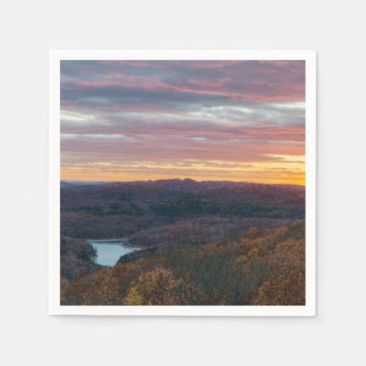 Ozark Mountains Herbst Sonnenuntergang Papier Napk Serviette (Vorderseite)
