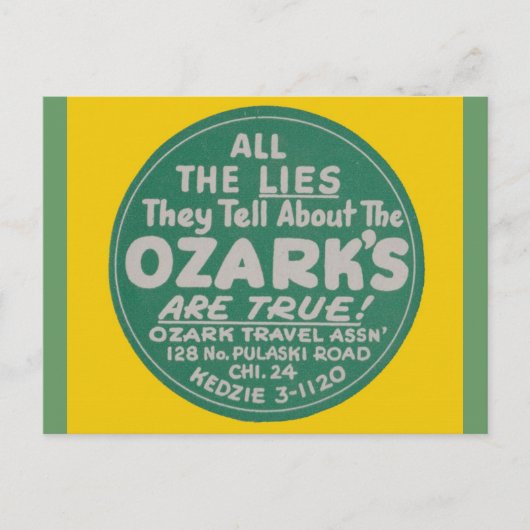 Ozark Mountains Vintage Travel Design Postkarte (Vorderseite)