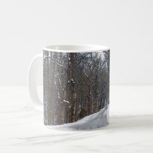 Ozark Snow Covered Road Painterly Coffee Tasse (Vorderseite Links)