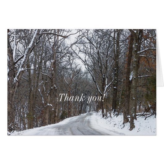 Ozark Snow Covered Road Painterly Danke Karte (Vorderseite (Horizontal))